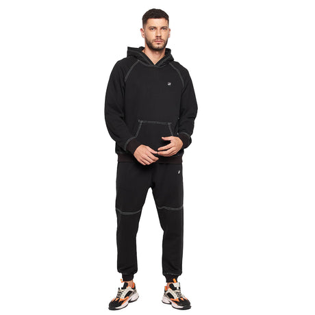 Black Oversized Contrast Stitch Combo Tracksuit Tracksuits Fugazee 