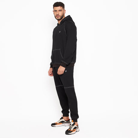 Black Oversized Contrast Stitch Combo Tracksuit Tracksuits Fugazee 