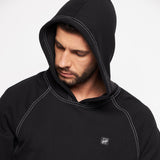 Black Oversized Contrast Stitch Hooded Sweatshirt