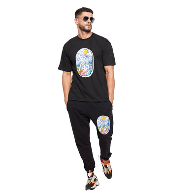 Black Friendly AF Printed Tshirt & Trackpants Combo Set