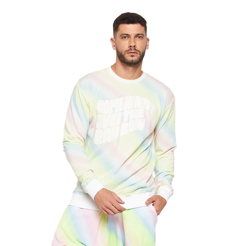 Rainbow Dyed Oversized Printed Sweatshirt Sweatshirts Fugazee 