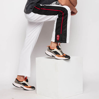 White Mesh Flared Boot Cut Trackpants