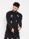 Black Patched Distressed Sweatshirt Sweatshirts - Fugazee