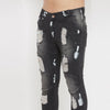 Grey Distressed Splatter Denim