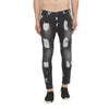 Grey Distressed Splatter Denim