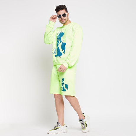 Neon Oversized Graphic Sweatshirt And Shorts Combo Set Clothing Set Fugazee 