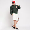 Dark Green Love Graphic Sweatshirt And Shorts Clothing Set