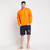 Orange Oversized Graphic Sweatshirt & Shorts Combo Set