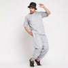 Grey Marl Hooded Tshirt and Lounge Pant Combo Set