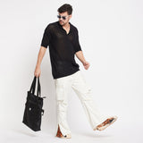 White Twill Flared Cargo Pants Trousers Fugazee 