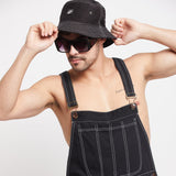 Black Contrast Stitch Dungaree