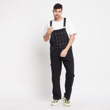 Black Contrast Stitch Dungaree