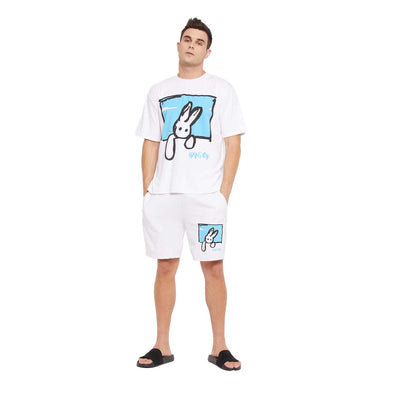 White Hang On Printed Tshirt And Shorts Clothing Set