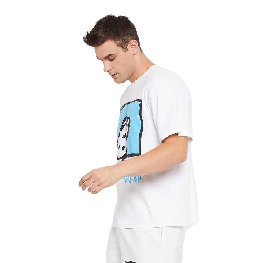 Hang On White Printed Oversized Tee T-shirts Fugazee 