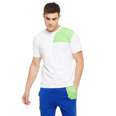 White Lime Patch Crew Neck Tshirt