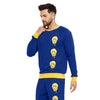 Blue OverSized Melted Smiley Print Sweatshirt
