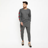 CHARCOAL OVERSIZED ROSE PATCHED TRACKSUIT Tracksuits Fugazee 