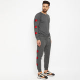 CHARCOAL OVERSIZED ROSE PATCHED TRACKSUIT Tracksuits Fugazee 