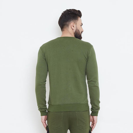 Olive Chest Pocket Taped Sweatshirt Sweatshirts - Fugazee