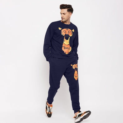 Navy Sleepy Tiger Oversized Graphic Combo Tracksuit