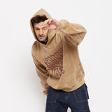Beige Paisley Oversized Hooded Sweatshirt Sweatshirts Fugazee 