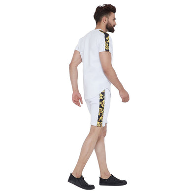 White Venetian Tshirt and Shorts Combo Summer Suit Suits - Fugazee