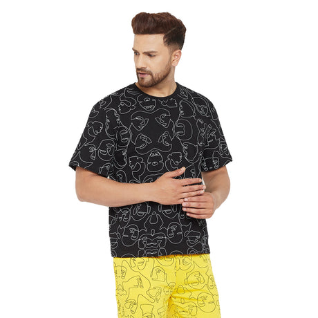 Black Faces Lineart Oversized Tee