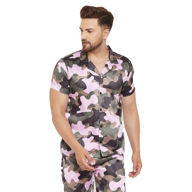 Urban Camo Print Cuban Shirt
