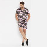 Urban Camo Printed Cuban Shirt and Shorts Combo Set