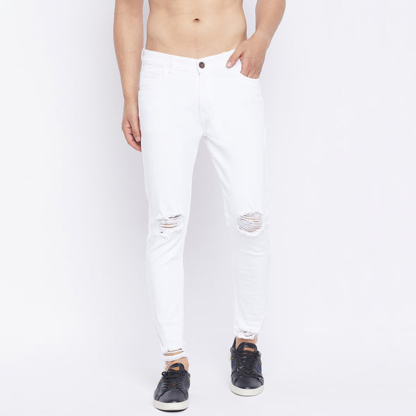 Super White Ripped Skinny Jeans