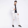 Ecru Paint Splatter Denim Jacket and Jeans Clothing Set