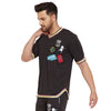 Black Mesh Tattooed Rainbow Taped Tshirt