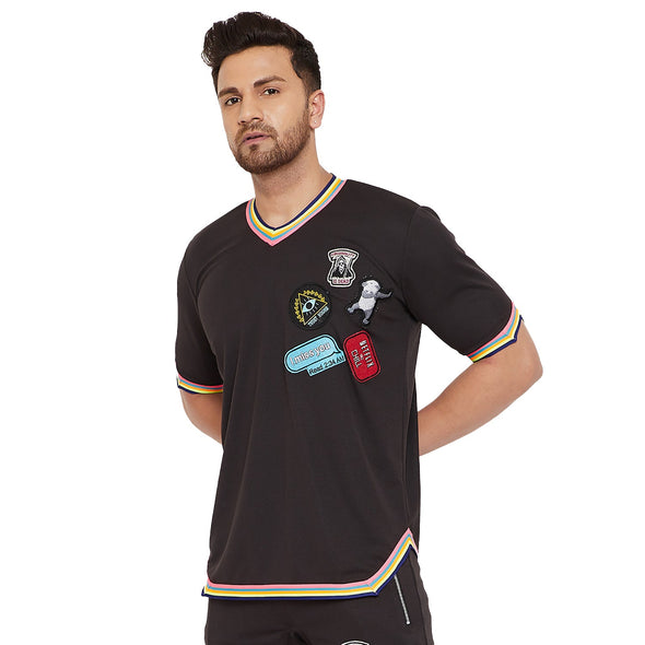 Black Mesh Tattooed Rainbow Taped Tshirt