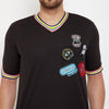 Black Mesh Tattooed Taped Tshirt and Shorts Combo Suit