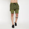 Olive Camo Print Layered Shorts