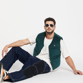 Olive Quilted Corduroy Gilet