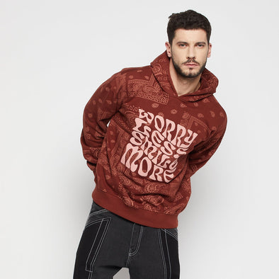 Brown Paisley Oversized Hooded Sweatshirt