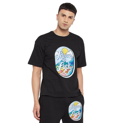 Black Friendly AF Printed Tshirt