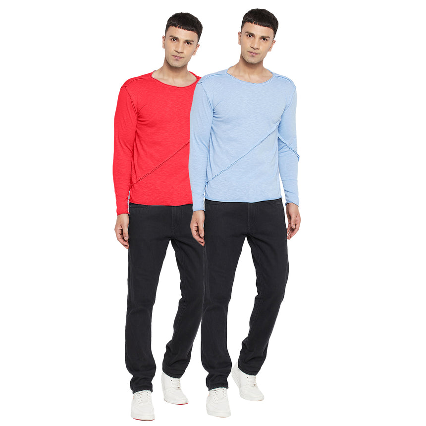 Full Sleeves Pleated Scoop Neck T shirts Pack of 2
