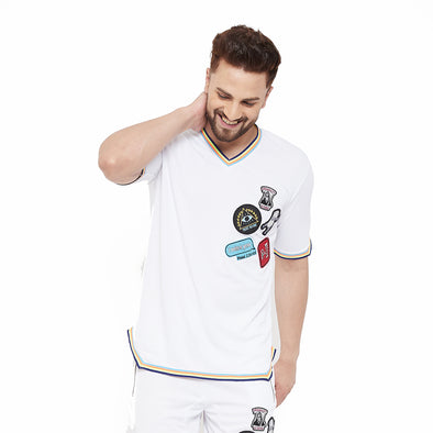 White Mesh Tattooed Taped Tshirt