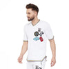 White Mesh Tattooed Taped Tshirt