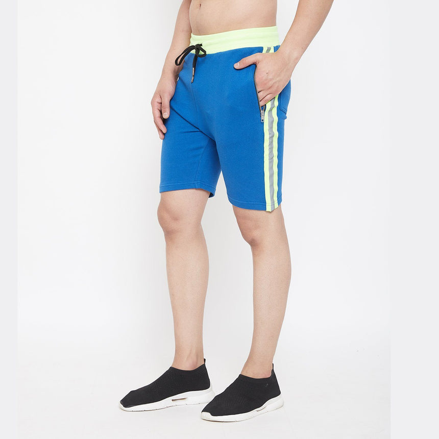 Electric Blue Reflective Taped Shorts Shorts - Fugazee