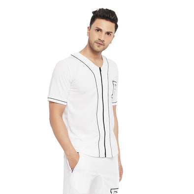 White Mesh Baseball Shirt