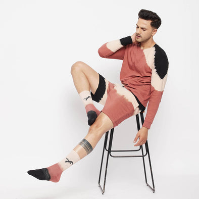 Peach Striped Ombre Oversized Clothing Set With Matching Socks