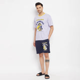 Plum Grow Graphic Oversized Tee & Navy Shorts Clothing Set Clothing Set Fugazee 