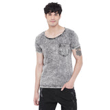 Acid Washed Deep Scoop Neck Tshirt T-Shirts - Fugazee