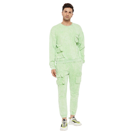 Pastel Green Dyed Oversized Sweatshirt & Relaxed Fit Joggers