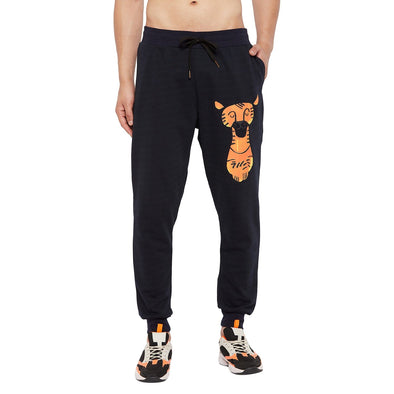 Navy Sleepy Tiger Graphic Relaxed Fit Trackpants