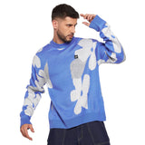 Sky Blue Floral Oversized Sweater Sweaters Fugazee 