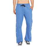 Blue Melange Snapbutton Flared Trackpants